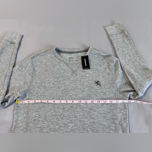 Express Shirt Adult Sz Small Gray Thermal Waffle Pullover Long Sleeve Mens NWT - Picture 3 of 7